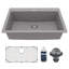 Évier de cuisine à simple cuve encastrable 33 po x 22 po avec grille inférieure et crépine Karran Quartz-61825449
