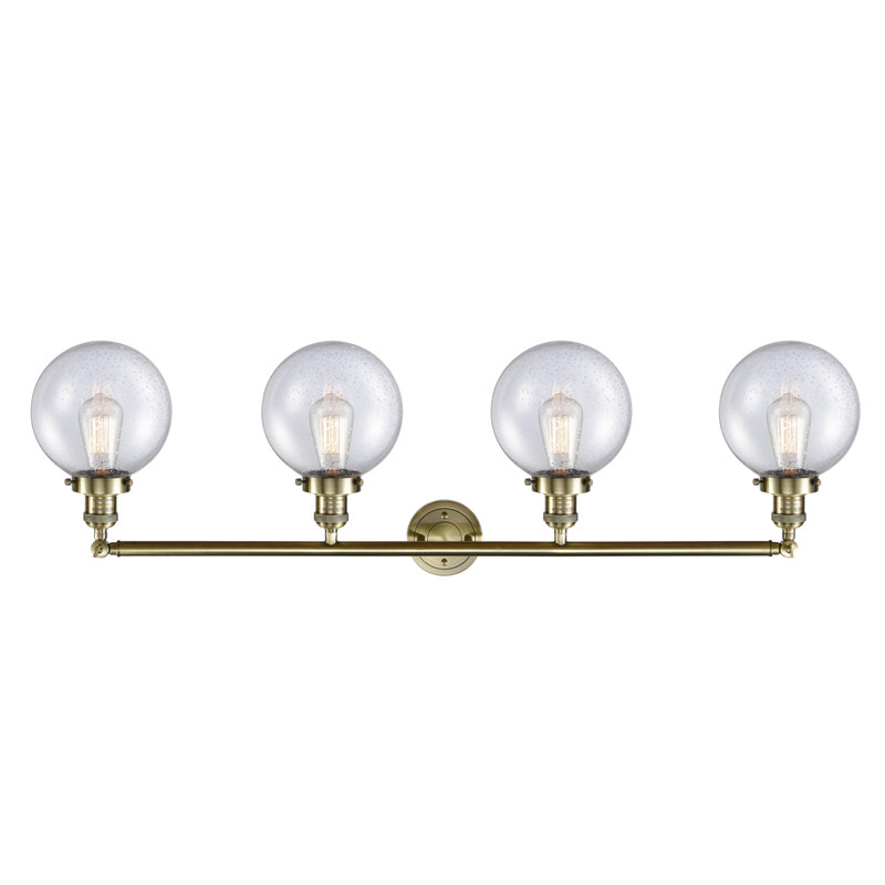 Éclairage pour meuble-lavabo en laiton antique à 4 lumières Lorri, Laiton antique, Ampoule non incluse