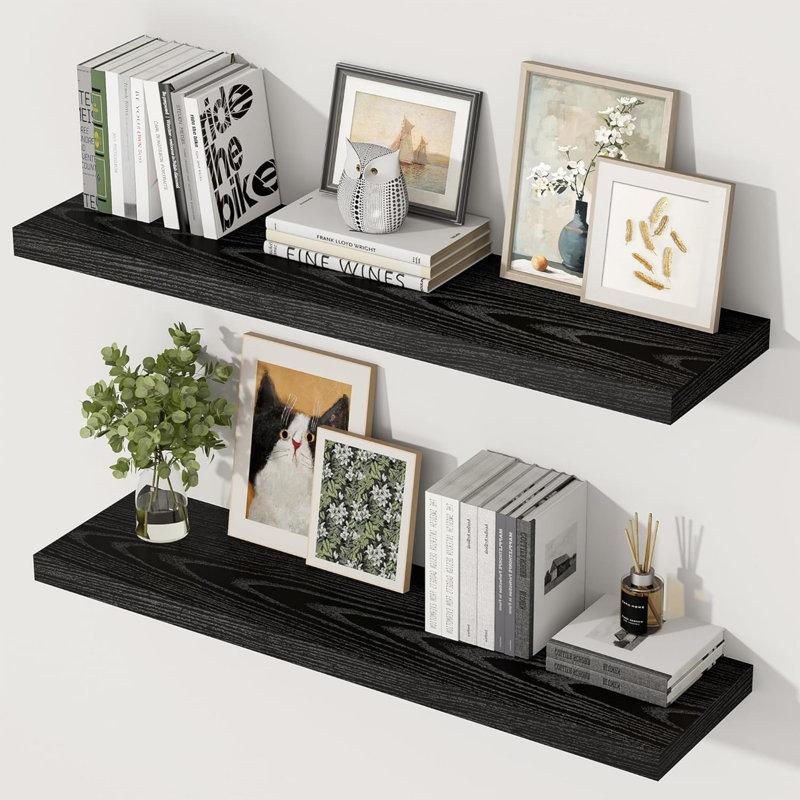 5 cm H x 91.44 cm W Floating Shelf Bookcase, Black