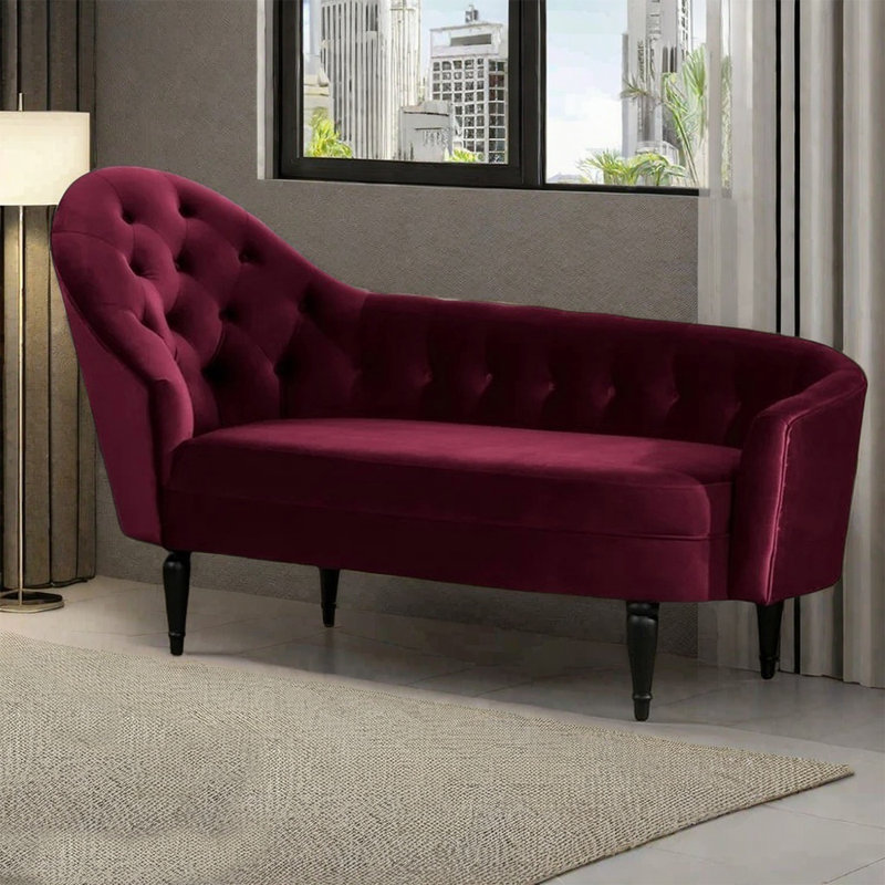 Fauteuil confortable en velours éponge à ressorts, Left Hand Facing, Rouge vin