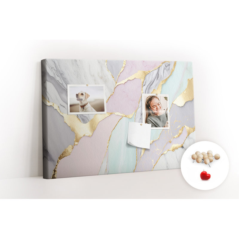 Wall Mounted bulletin board print wall art kitchen notice board home office corkboard Marble pattern