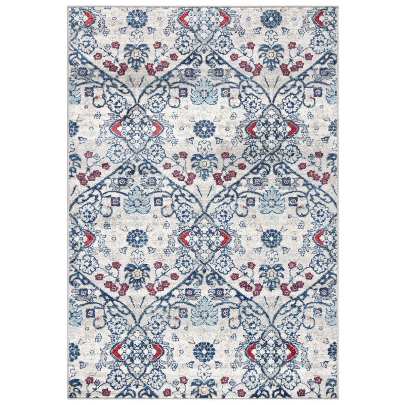 Tapis bleu marine / gris Evart, Rectangle 2 pi x 4 pi