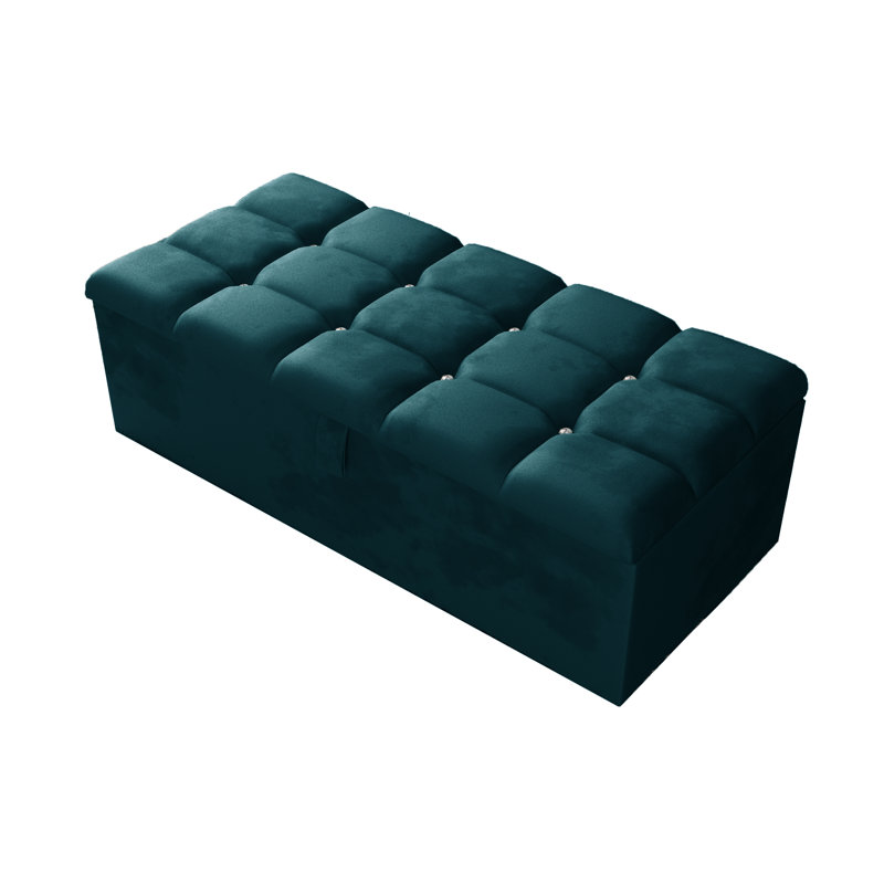 Picabo 102cm Wide Rectangle Geometric Standard Ottoman with Storage, Mallard