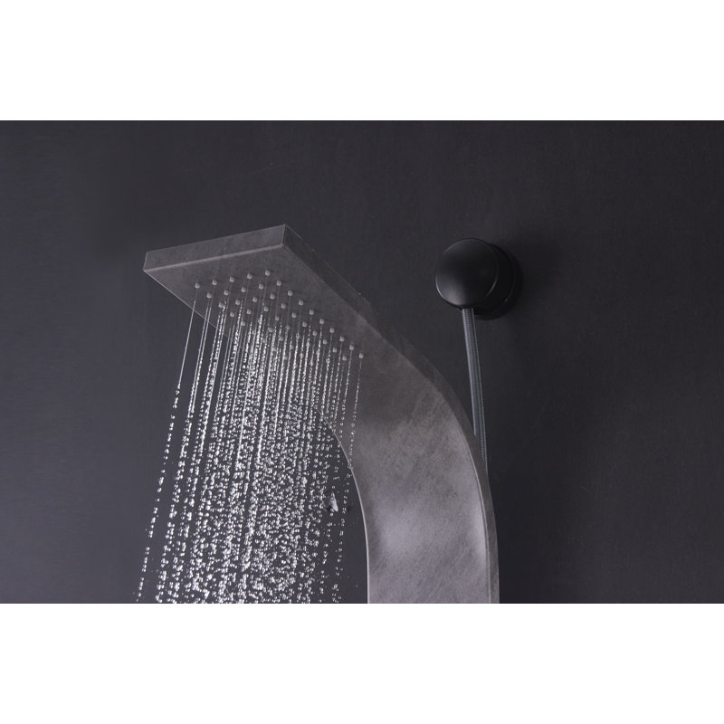 Aura Grey Marble Stainless Steel Shower Panel with Jets