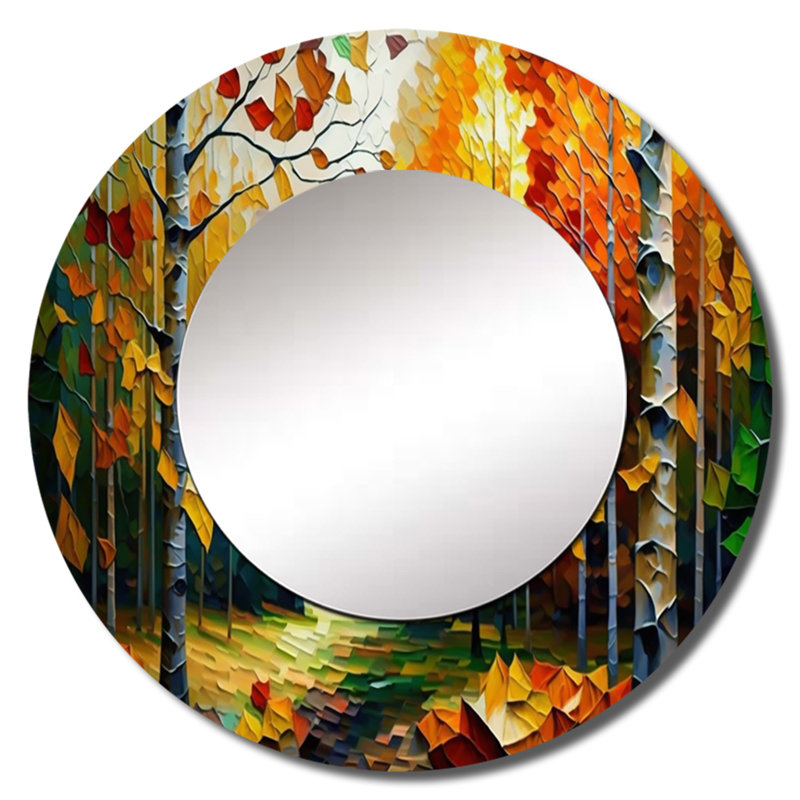 Stephfon Path Into The Forest III - miroir mural forêt unique, 23 po x 23 po