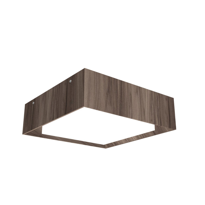 Plafonnier encastré 1 lumière DEL Meio, Noyer américain, H 4,68 po x l 15,6 po x P 15,6 po