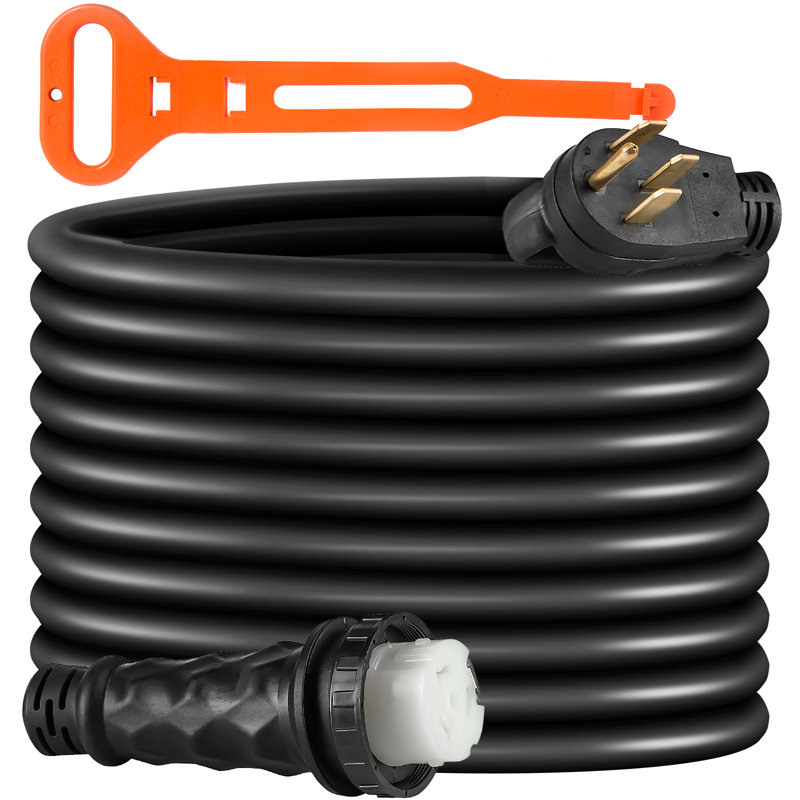 Cordon d'extension 0FT 50 ampères pour véhicule récréatif, cordon de remplacement pour véhicule récréatif de 50 ampères, cordon de verrouillage rotatif 6AWG / 3C + 8AWG / 1C avec connecteur moulé