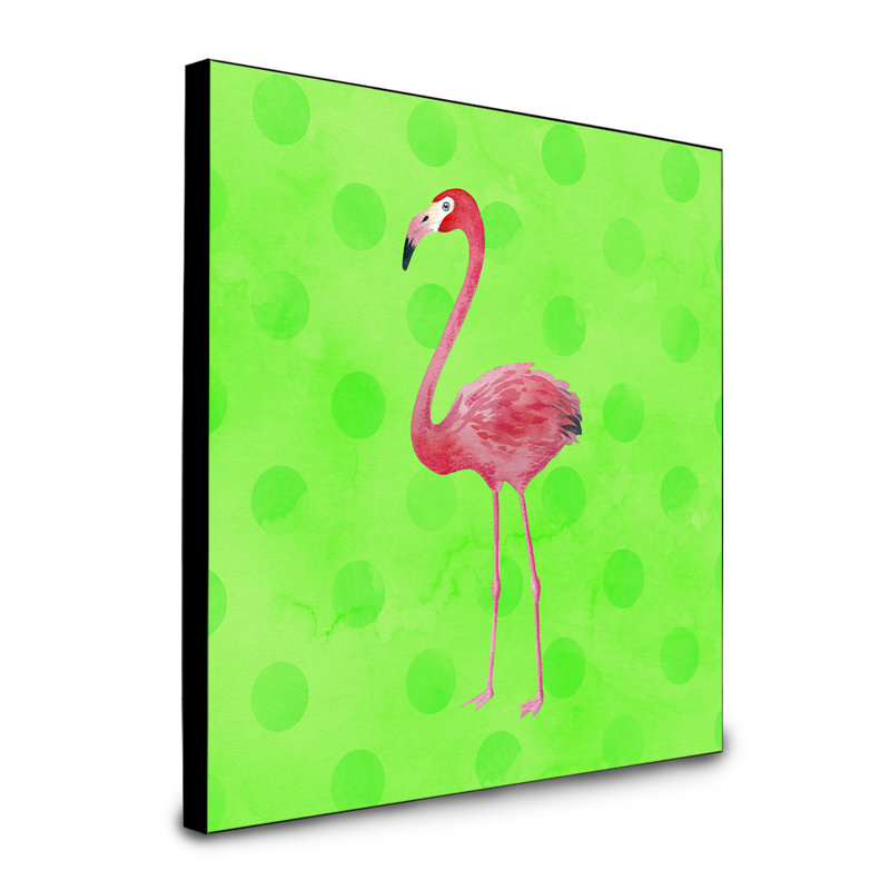 Panneau mural flamant rose art Dondale, Vert