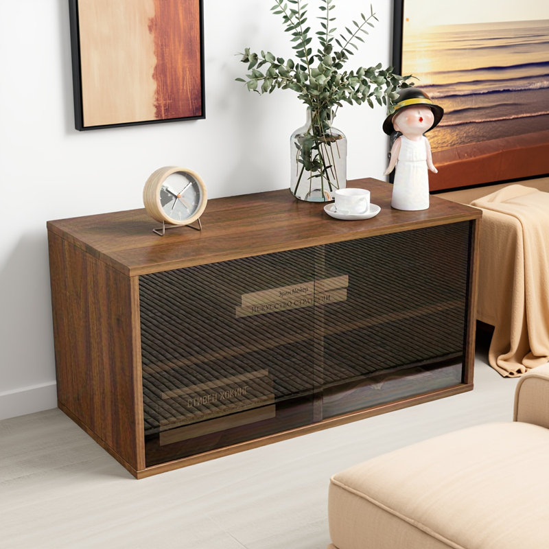 Armoire de rangement murale empilable avec portes coulissantes en verre - organisateur 28,35 po x 13,78 po x 14,17 po pour le salon, la cuisine ou la chambre à coucher