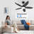 42 In. Indoor/outdoor Modern Black Ceiling Fan With Dimmable 3 Color Led Light And Remote Control, Reversible Dc Motor
