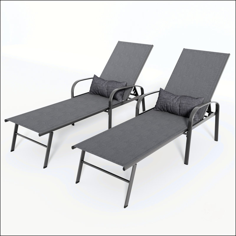 Ensemble de 2 pièces pour patio, piscine, salon, couleur grise avec coussin
