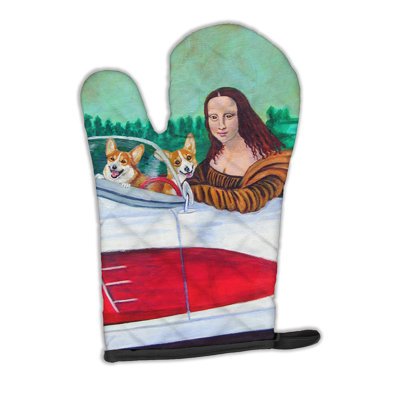 Caroline's Treasures Mona Lisa With Corgi Polyester Oven Mitt