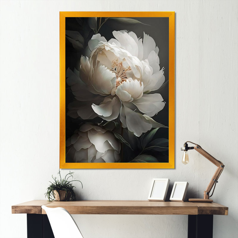 Peony Flower III - Peonies Wall Art, Gold Picture Framed, 40" H x 30" W