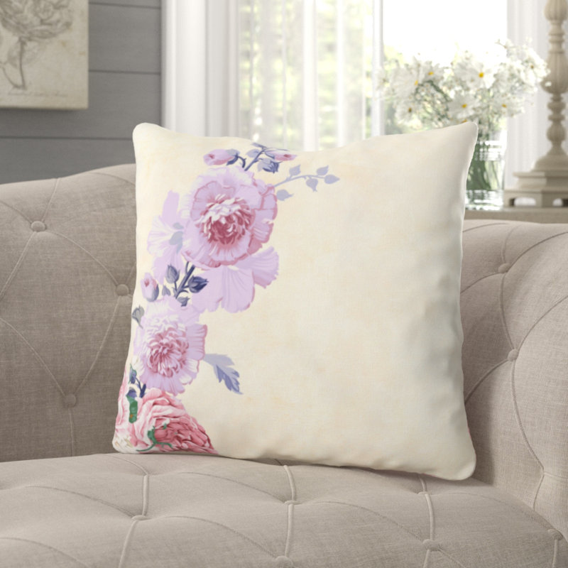 Coussin décoratif fleur Varennes, Microsuède, Intérieur