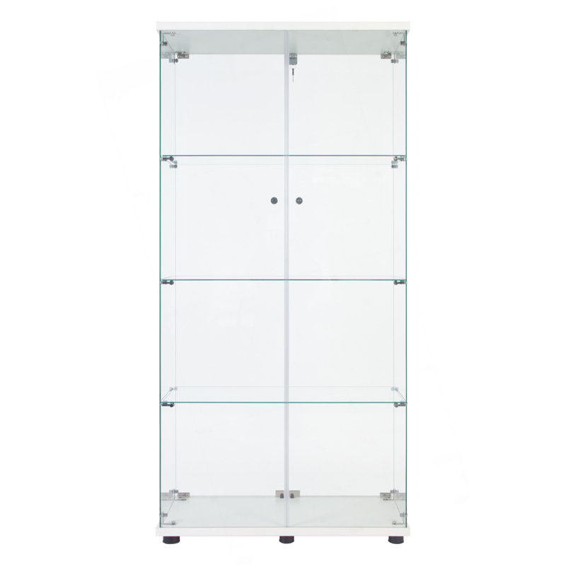 Armoire vitrée à 2 portes avec 4 lumières DEL, Blanc