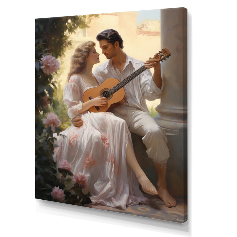 Luftim " Romantic Couple Landscape Serene I ", 44" H x 34" W x 1.5" D, Wrapped Canvas