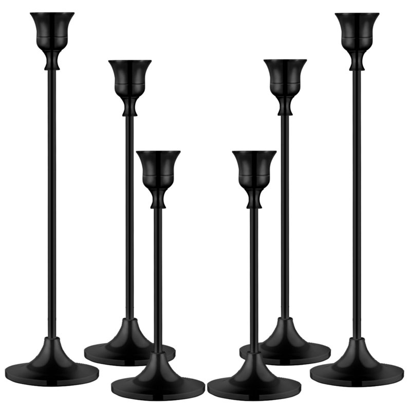 Ensemble de 6 porte-bougies en métal, Noir