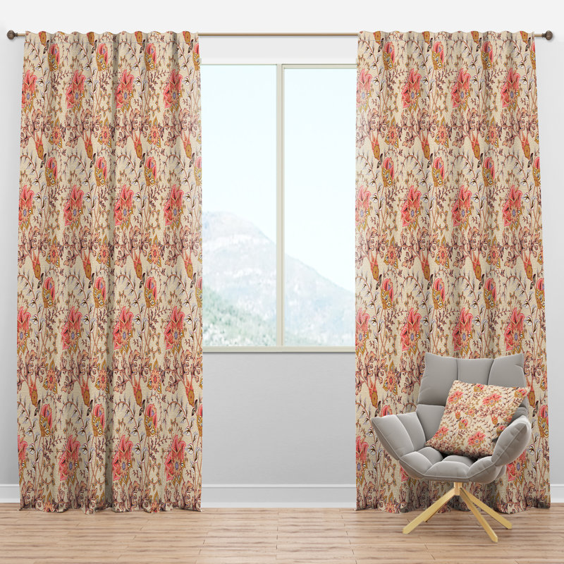 Panneau de rideau simple semi-diaphane avec passe-tringle Mid-Century, L 52 po x L 63 po
