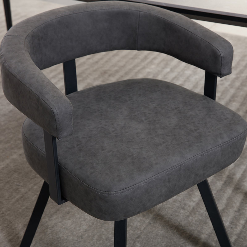 Chaise de salle à manger rembourrée en similicuir en polyuréthane, Gris