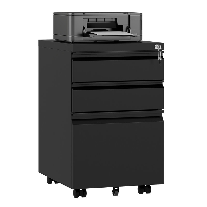 3 Drawer Steel File Cabinet, Black