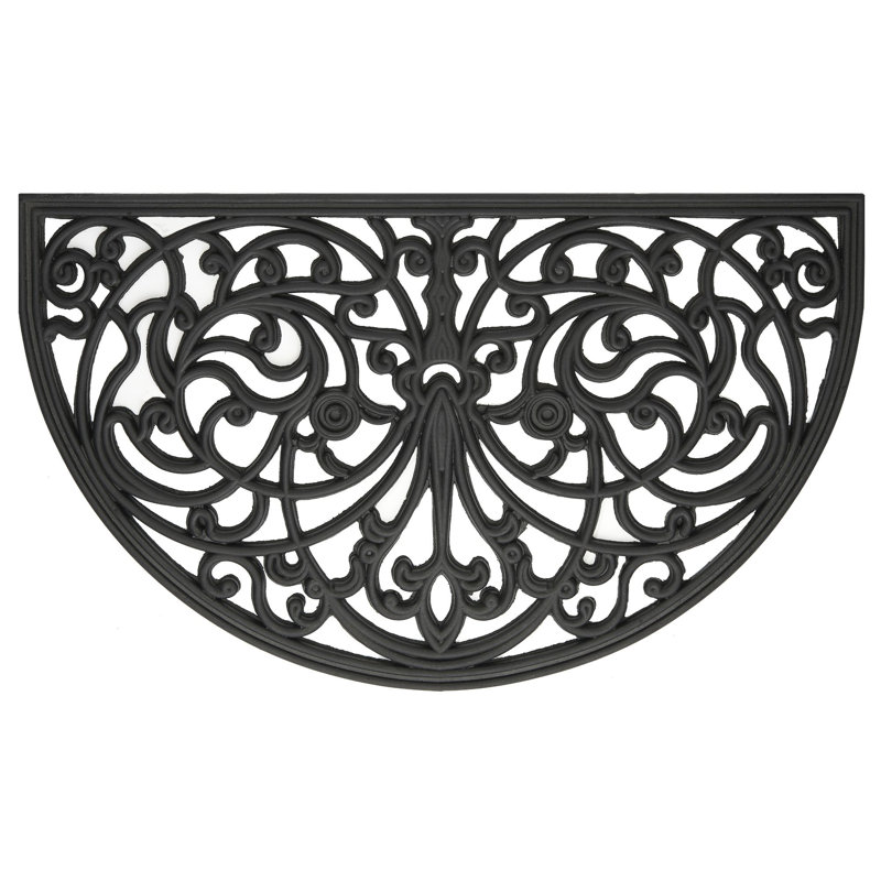 Kate Aurora Hyde Park Half Circle Coir Bristled Outdoor Welcome Mat with Rubber Trim - 18"x30"