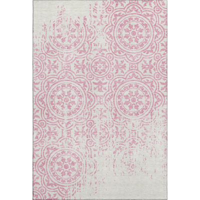 Premium Machine Washable Prisco Pink Rug