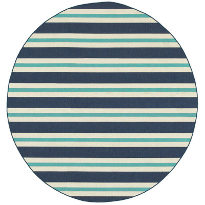 Triplehorn Machine Woven Striped Indoor Outdoor Area Rug 