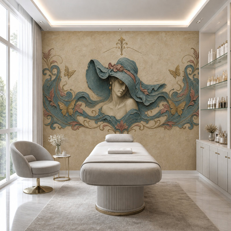Papier peint décoratif amovible de style fresque antique vintage, portrait ornemental, 120 po x 96 po, Non tissé