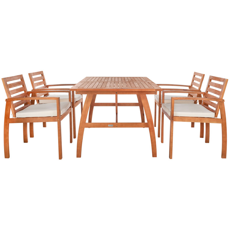 Upper Swainswick 4 - Person Wood Patio Dining Set with Rectangular Table , Cushions Included