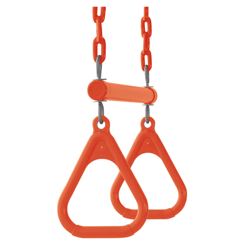 Kids Trapeze Bar Swing Seat & Rings | Playground Sets & Accessories for Children | Fully Assembled, Orange