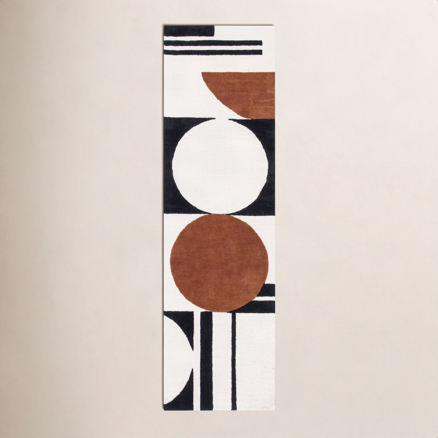 Antoni Ivory Black Brown Hand-Tufted Wool Rug, Runner 2' x 8'
