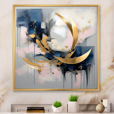«Golden Blue Abstract Whirls Of Serenity I», impression d'art mural fractal