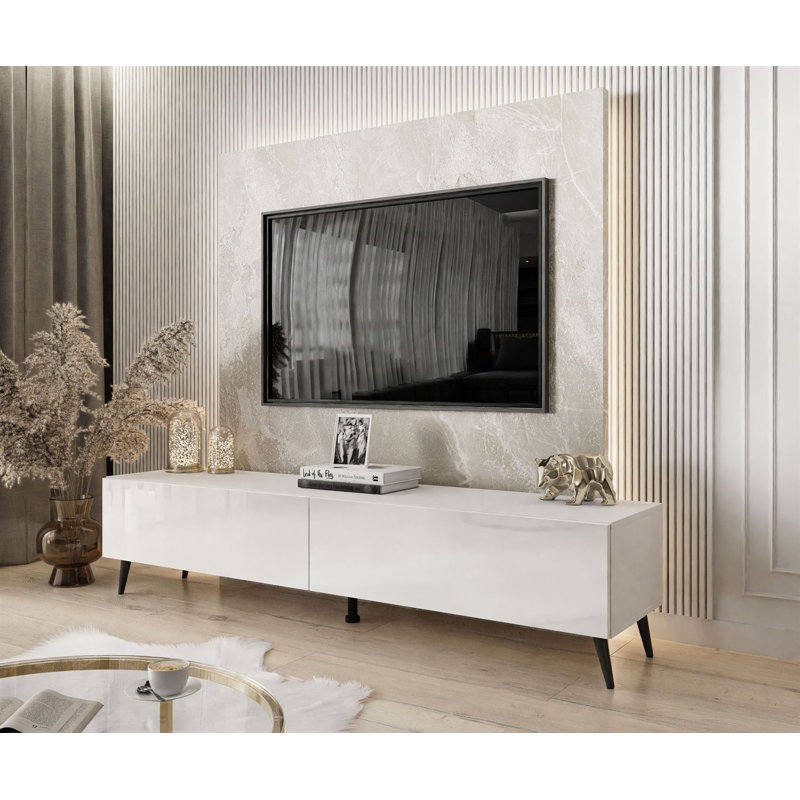 Ozora TV Stand White Gloss, Black/White Gloss