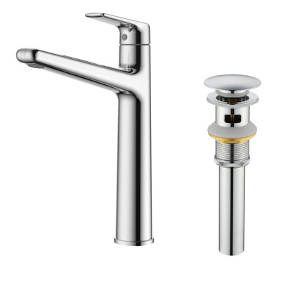 Single Hole Bathroom Vessel Faucet With Drain Assembly Single Handle Bathroom Vessel Sink Faucets Modern Tall Bathroom Vanity Basin Taps With Valve