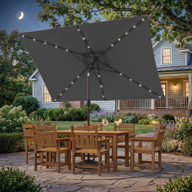 Parasol de marché rectangulaire lumineux 120 po x 78 po Odis, Anthracite