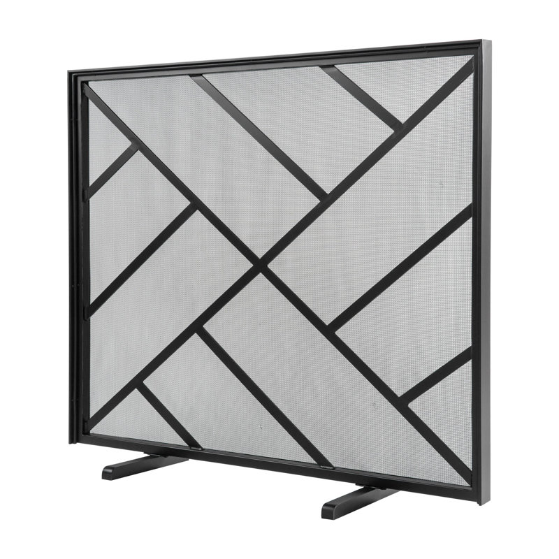 Amsterdam Steel Fireplace Screen, Flat Black
