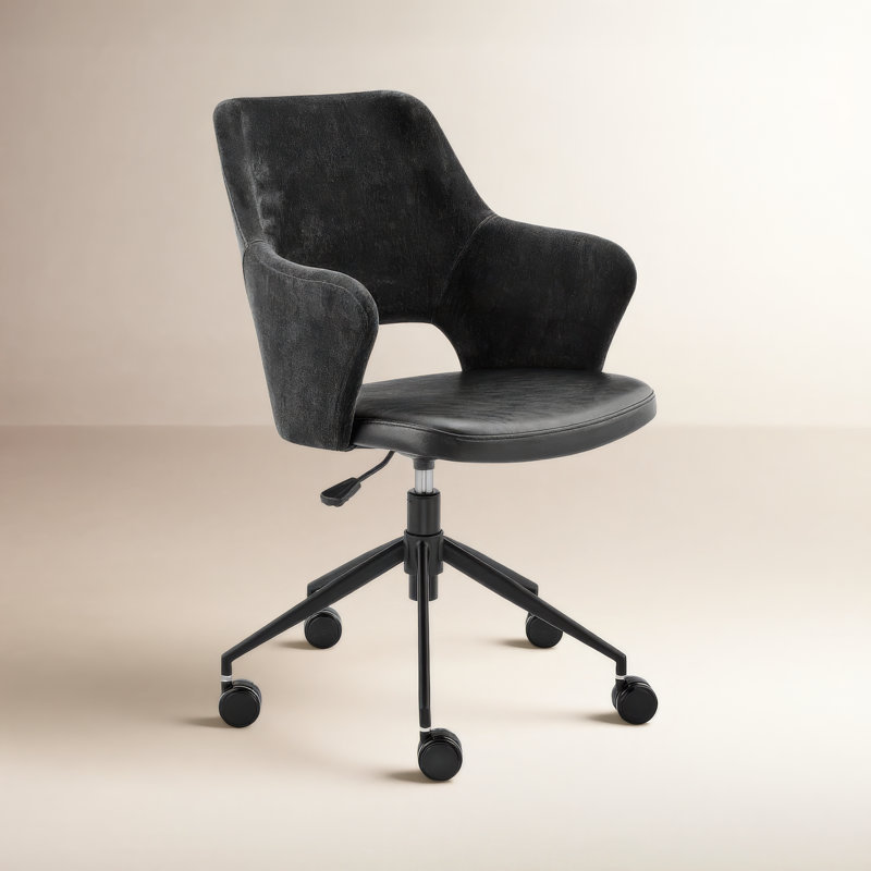 Celena Task Chair, Black Faux Leather