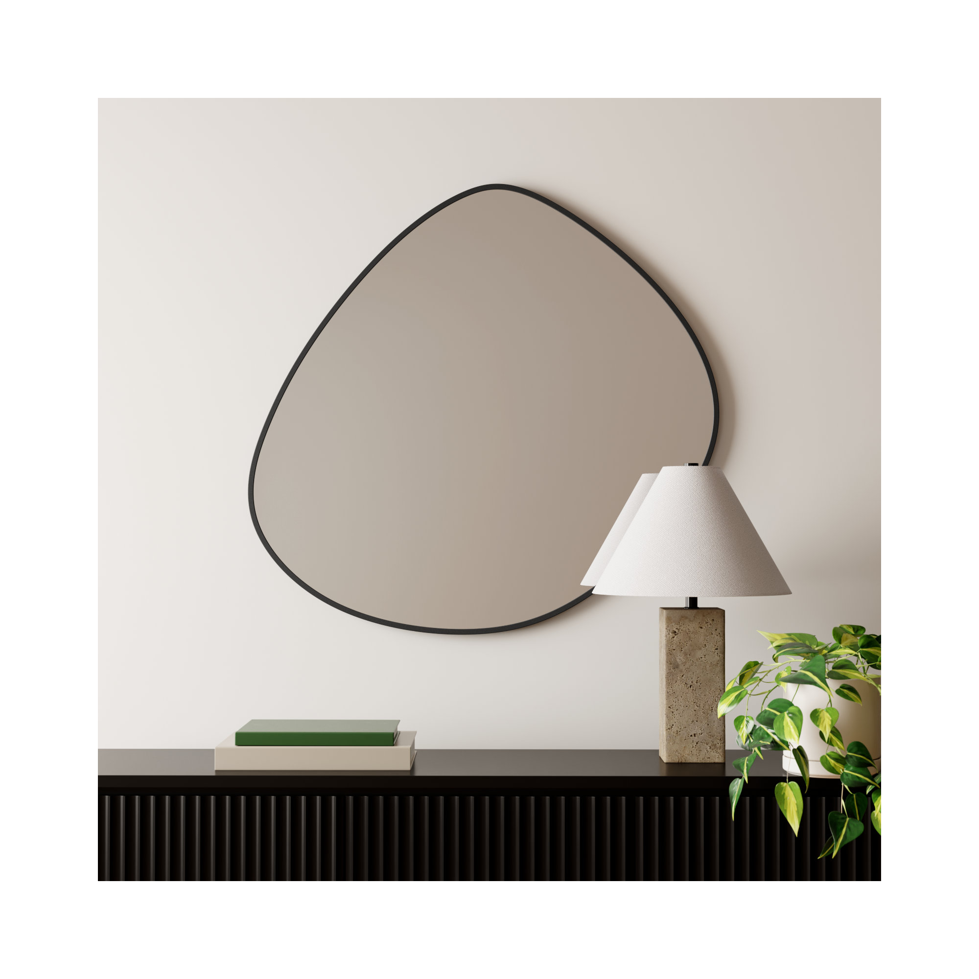 Eastie Metal Mirror, 37" x 36", Black