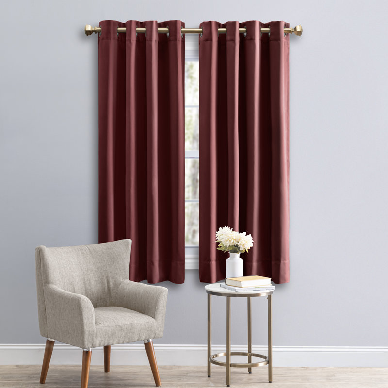 Ardelle Blackout Single Curtain Panel, 56" W x 54" L, Garnet with Antiqued Bronze Grommets
