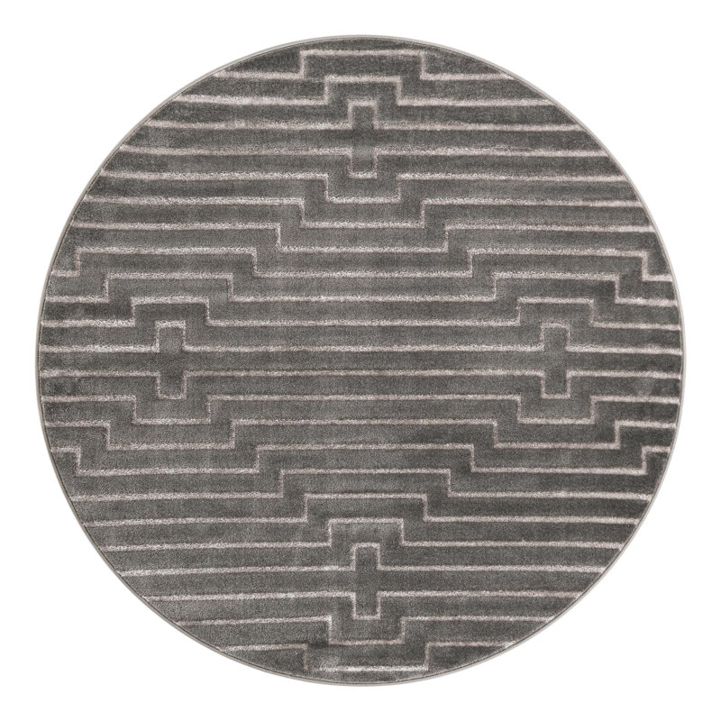 Latitude Run® Mirage Nikica Rug Gray and Silver, Round 6'1"