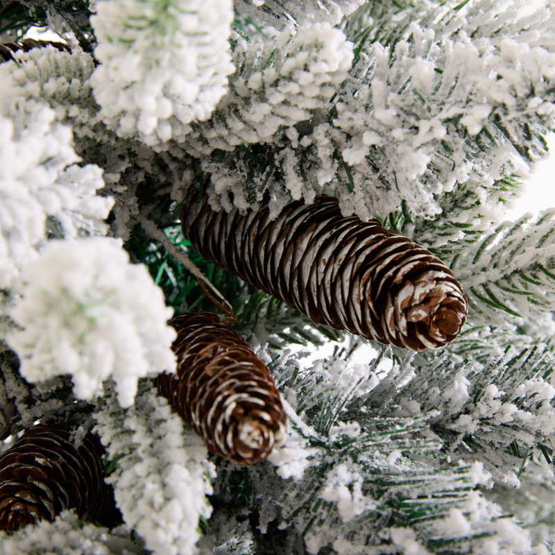 Sapin de Noël artificiel floqué de 1,8 m (6 pi) avec lumières et neige pour les fêtes