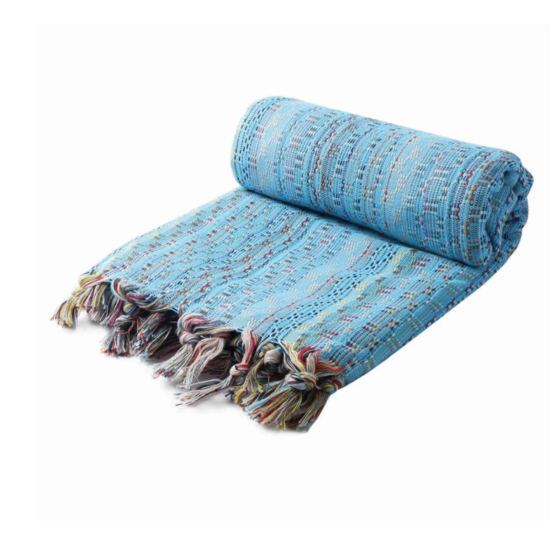 Luxullian Turkish Cotton Bohemian Bath Towel, Blue