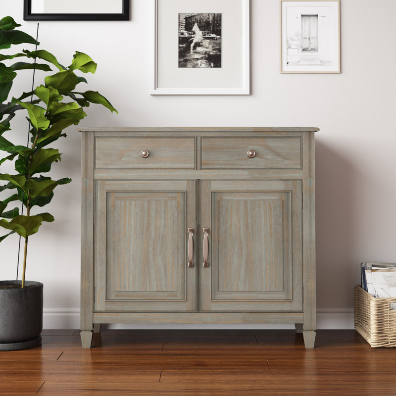 Connaught 40"W Solid Wood 2-Shelf Entryway Storage Cabinet with 2 Storage Drawers, Distressed Gray