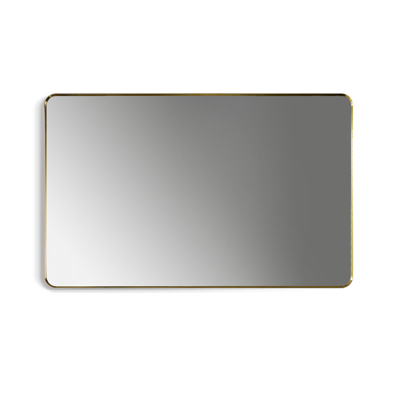 Metal Flat Wall Mirror, Gold, 30" H x 48" W