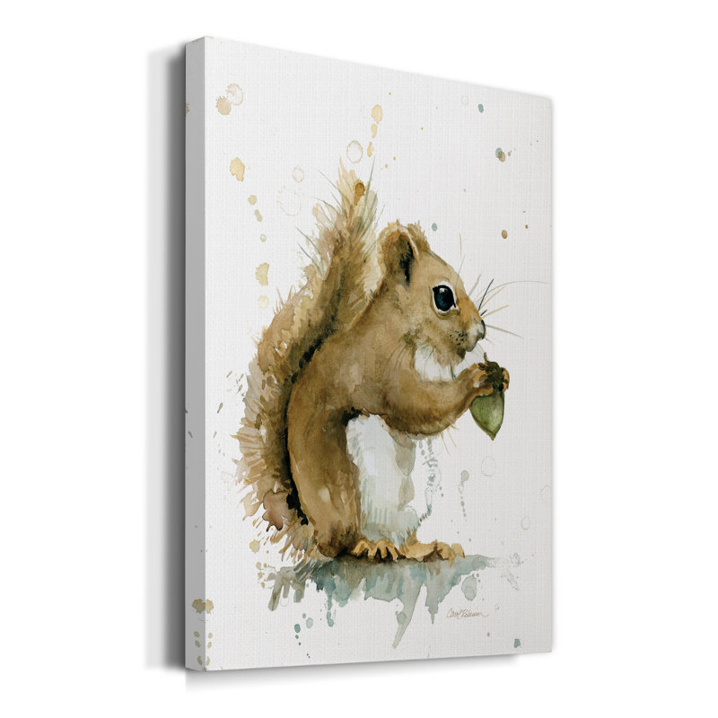 Récolte d'écureuil, peinture sur toile tendue, H 60 po x l 40 po x P 1 po