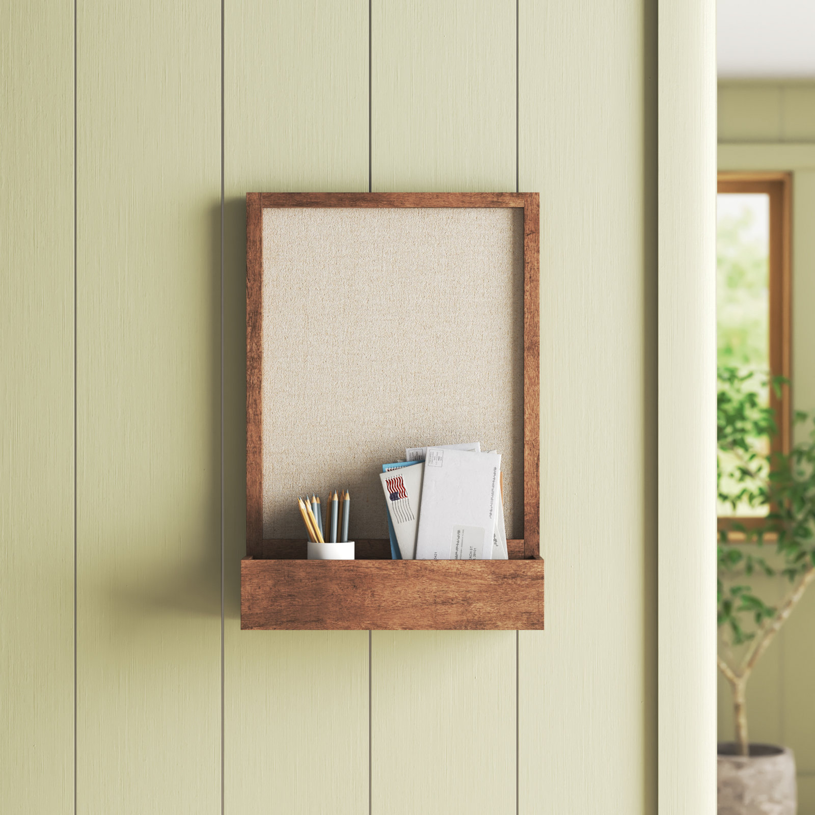 Wall Mounted Bulletin Board, Rustic Brown