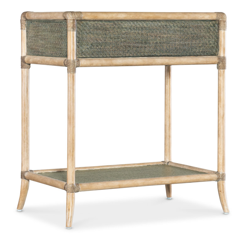 Retreat Pole Rattan Bedside Table, Dune/Green
