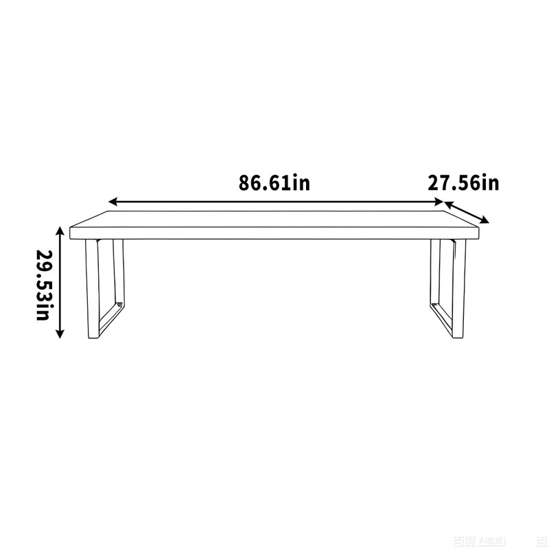 Structure de travail spacieuse en bois massif, H 29,53 po x l 86,61 po x P 27,56 po