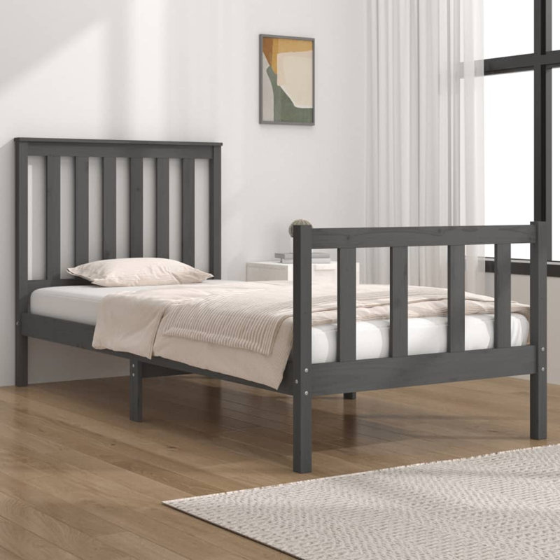 Bed Frame Solid Wood, black, 75 x 190 cm