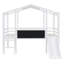 Lit mezzanine simple avec échelle, glissoire, tableau noir et bande lumineuse sur le toit - Lit mezzanine blanc pour enfants, peu encombrant